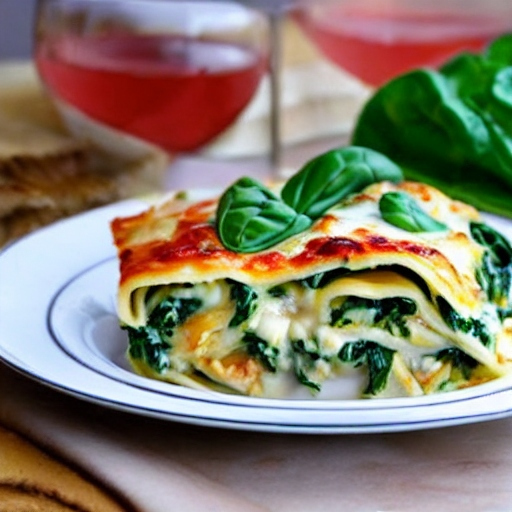 Spinach, Chicken, Artichoke French Lasagna with feta, mozzarella and provelone cheeses